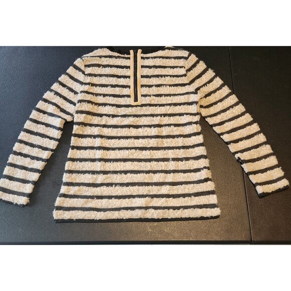 Hem & Thread Sweater Fuzzy Soft Zip Back Striped Knit Pullover Womens Medium EUC - Picture 5 of 10